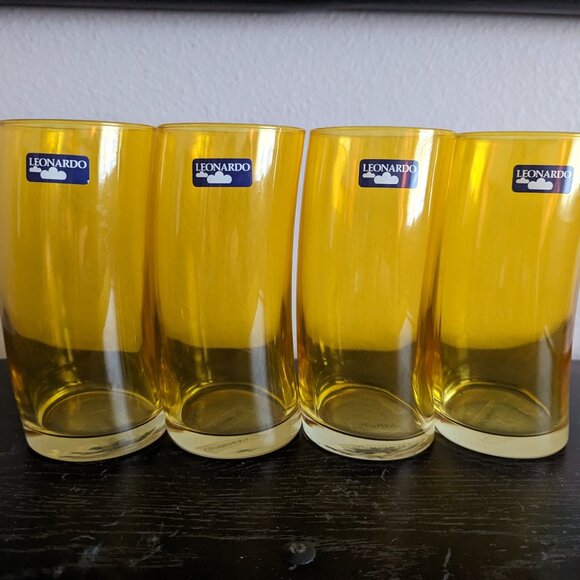 Vintage Germany Yellow Leonardo Swing Curved Highball Glasses - Picture 1 of 8